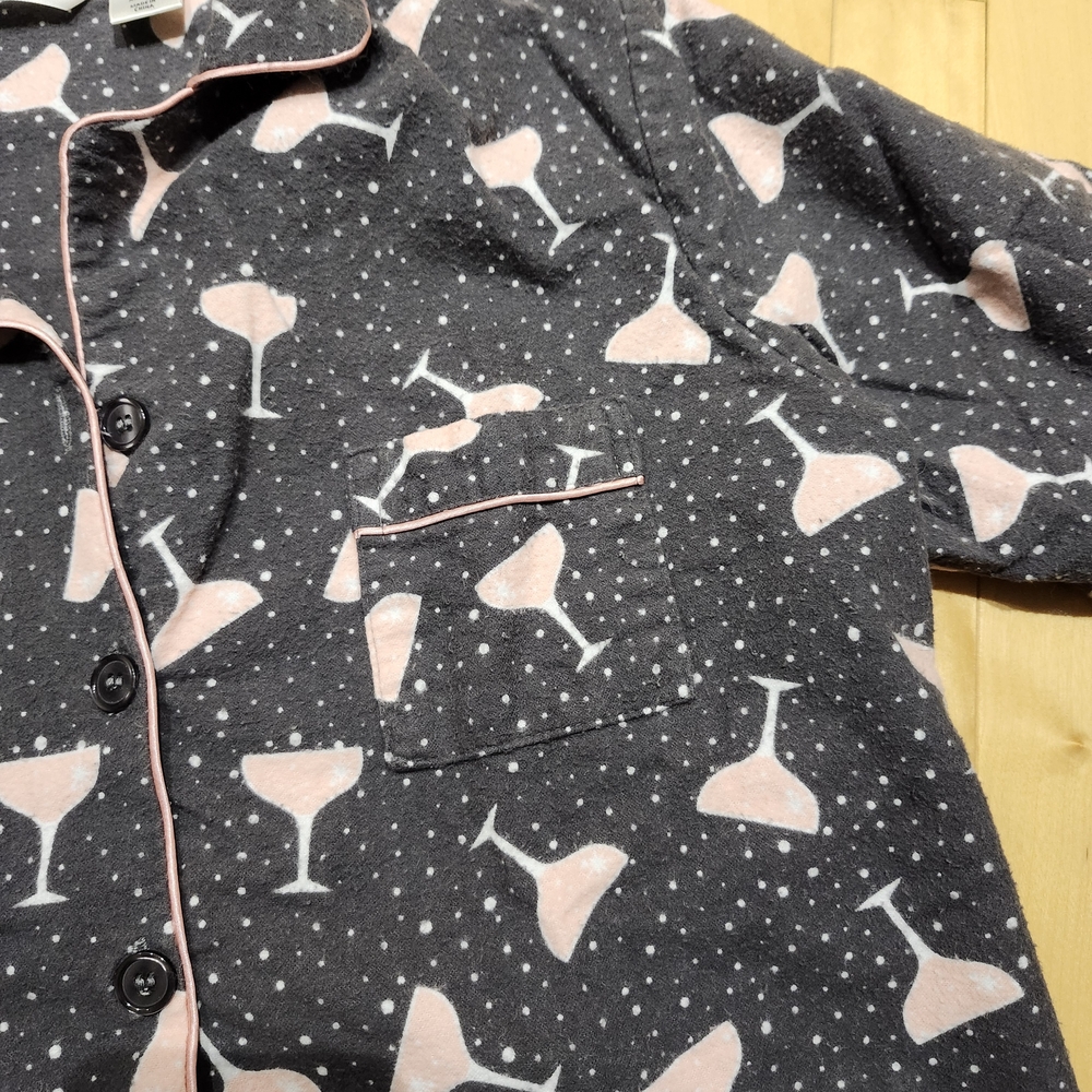 Max Studio Women's Pajama Set with Pink and Grey Martini Design